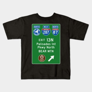 New York Thruway Northbound Exit 13N: Palisades Parkway Bear Mountain Kids T-Shirt